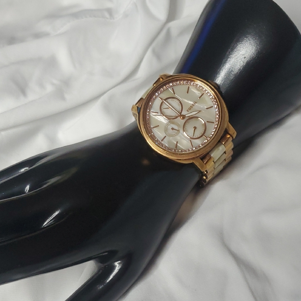 Fossil Rose Gold and White Watch